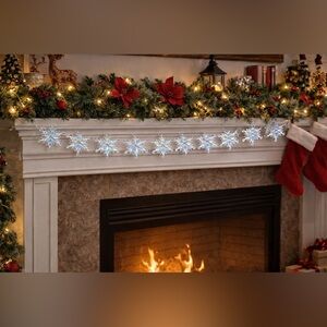 NWT Ashland Christmas Xmas iridescent snowflake garland 2 sets 6 feet each